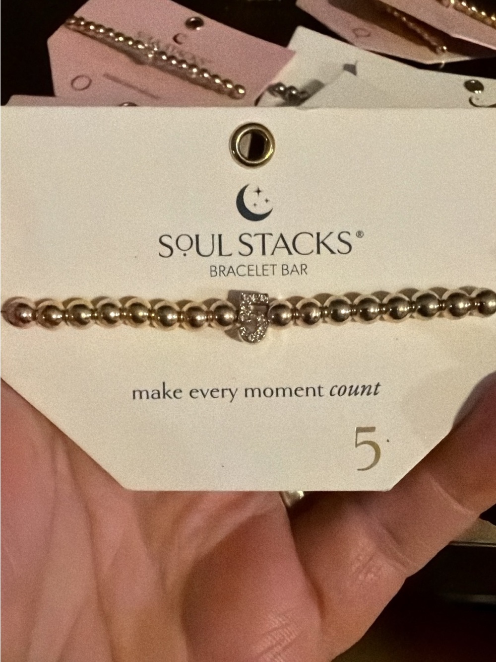 7/22 Number 5 Delicate Gold Beaded Bracelet for Women - Picture 2 of 2